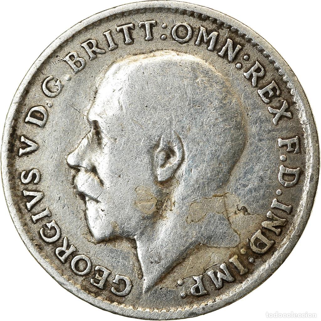 Monedas antiguas de Europa: [#854035] Moneda, Gran Breta&ntilde;a, George V, 3 Pence, 1919, BC+, Plata, KM:813