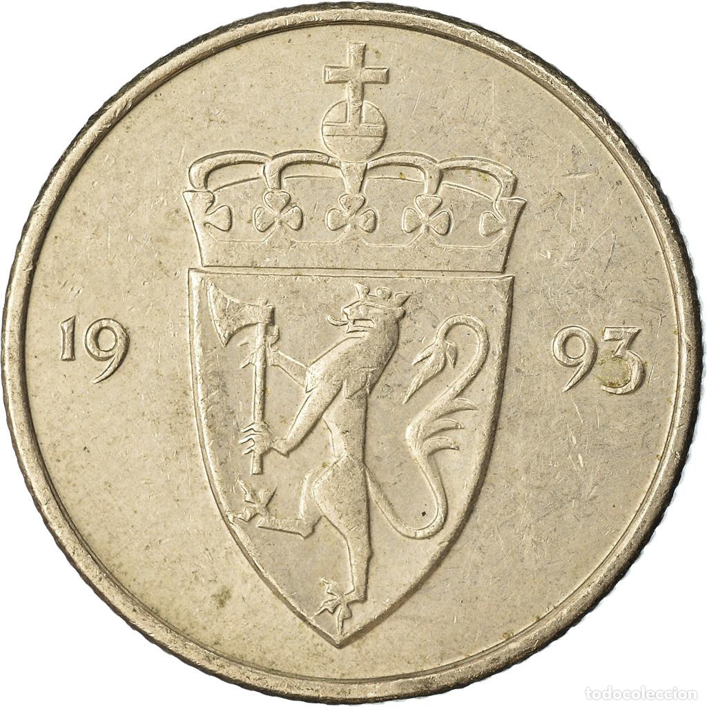 Monedas antiguas de Europa: [#763692] Moneda, Noruega, Olav V, 50 &Ouml;re, 1993, MBC, Cobre - n&iacute;quel, KM:418