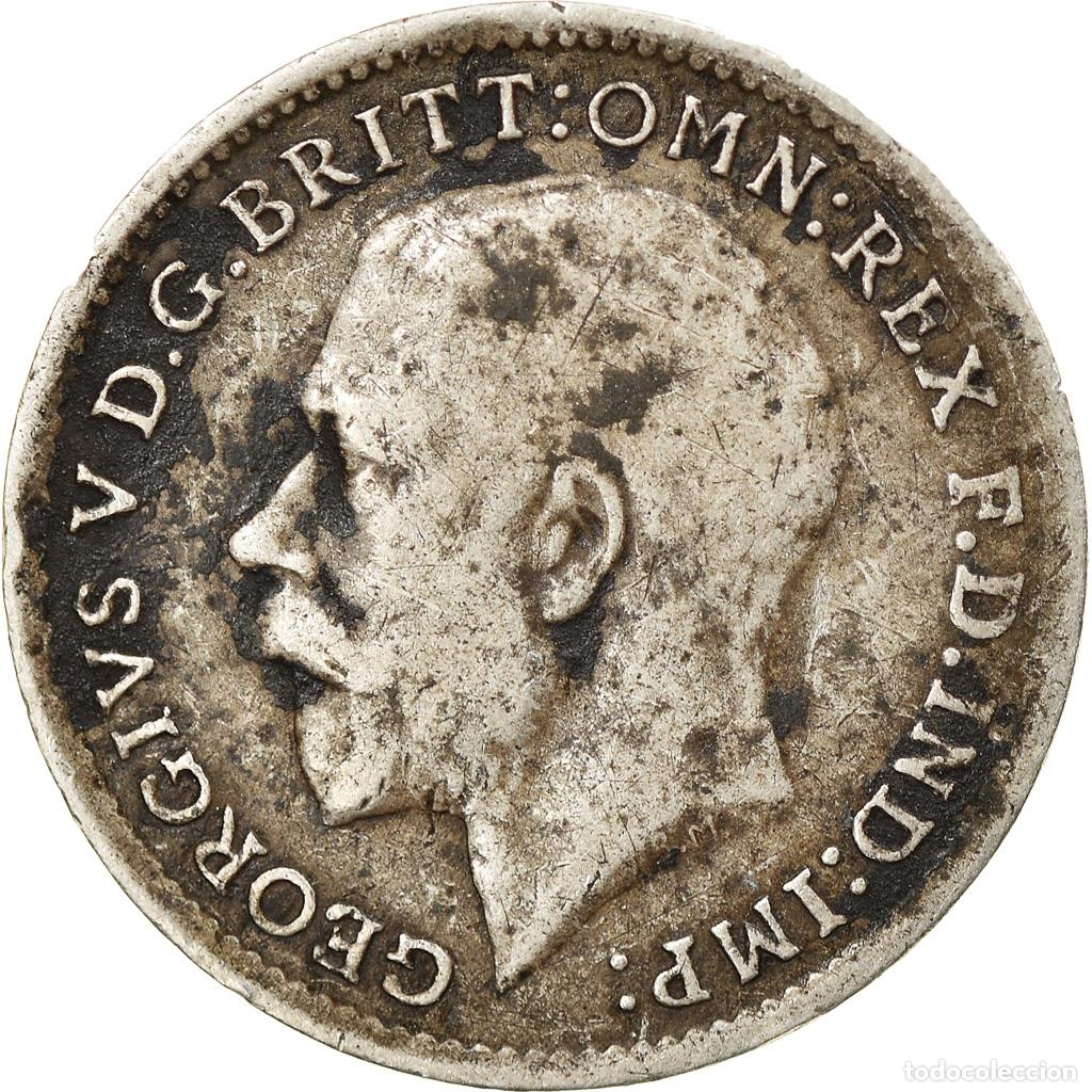 Monedas antiguas de Europa: [#797219] Moneda, Gran Breta&ntilde;a, George V, 3 Pence, 1917, BC+, Plata, KM:813