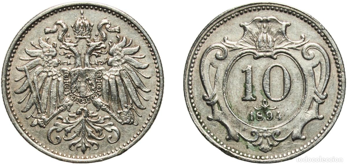 Monedas antiguas de Europa: Austria Austro-Hungarian Empire 1894 10 Heller Nickel (45558000) 3g XF KM 2802 Sch&ouml;n 5