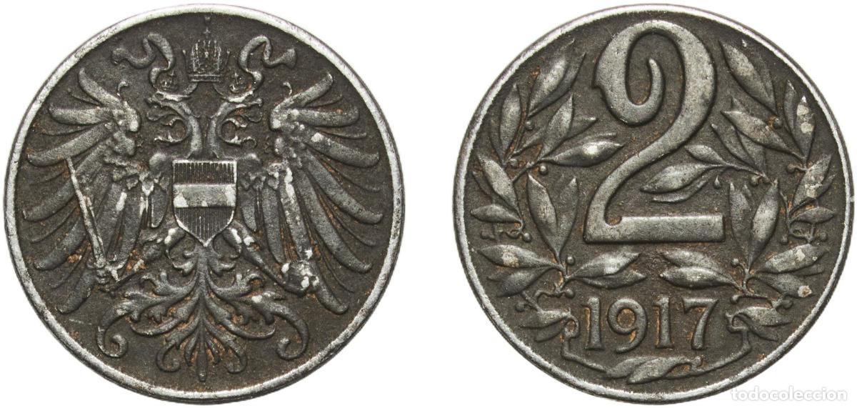 Monedas antiguas de Europa: Austria Austro-Hungarian Empire 1917 2 Heller Iron (81185000) 2.56g XF KM 2824 Sch&ouml;n 27