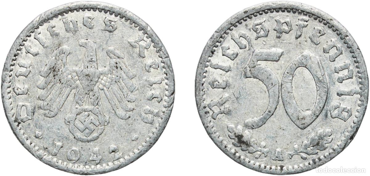 Monedas antiguas de Europa: Germany Third Reich 1942 A 50 Reichspfennig Aluminium Berlin Mint (11579960) 1.33g VF KM 96 AKS 43