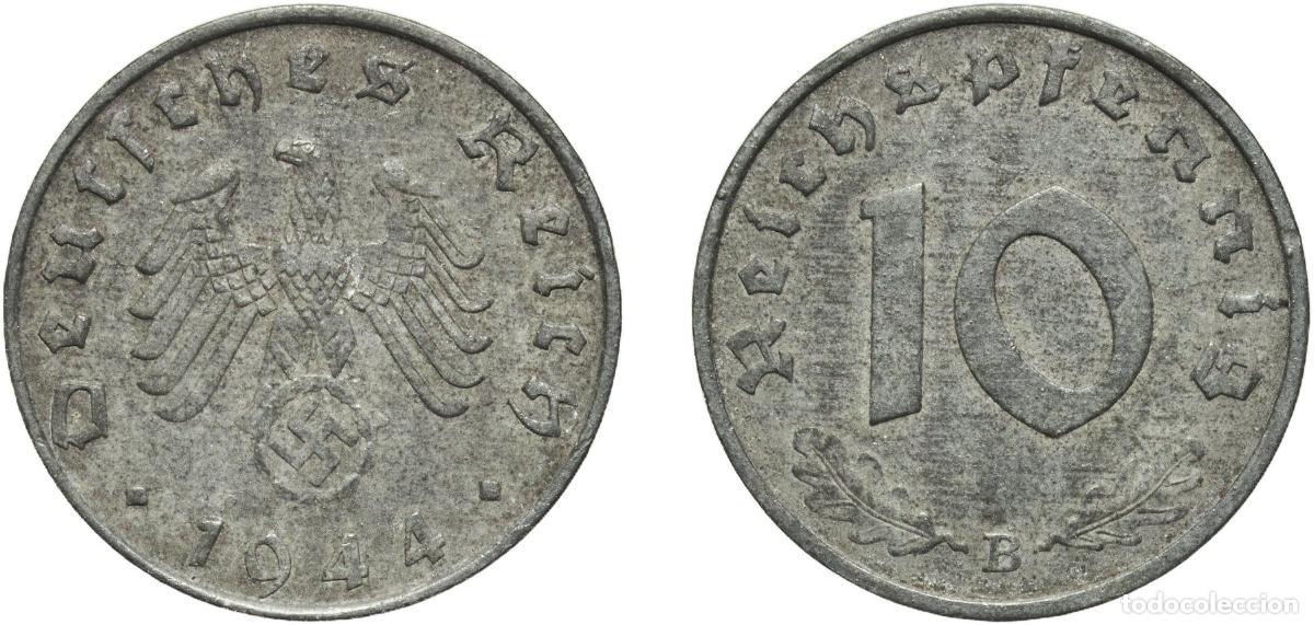 Monedas antiguas de Europa: Germany Third Reich 1944 B 10 Reichspfennig Zinc Vienna Mint (40780850) 3.53g AU KM 101 AKS 47 J 3
