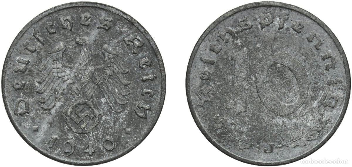 Monedas antiguas de Europa: Germany Third Reich 1940 J 10 Reichspfennig Zinc Hamburg Mint (41678230) 3.5g XF KM 101 AKS 47 J 3