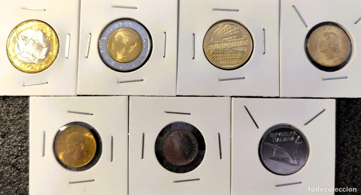 Moedas antigas da Europa: Italia, 10 a 1000 Liras, 1990 a 1997 Incluida Variante Mapa y Espiga 1990 (7 monedas) S/C 1894