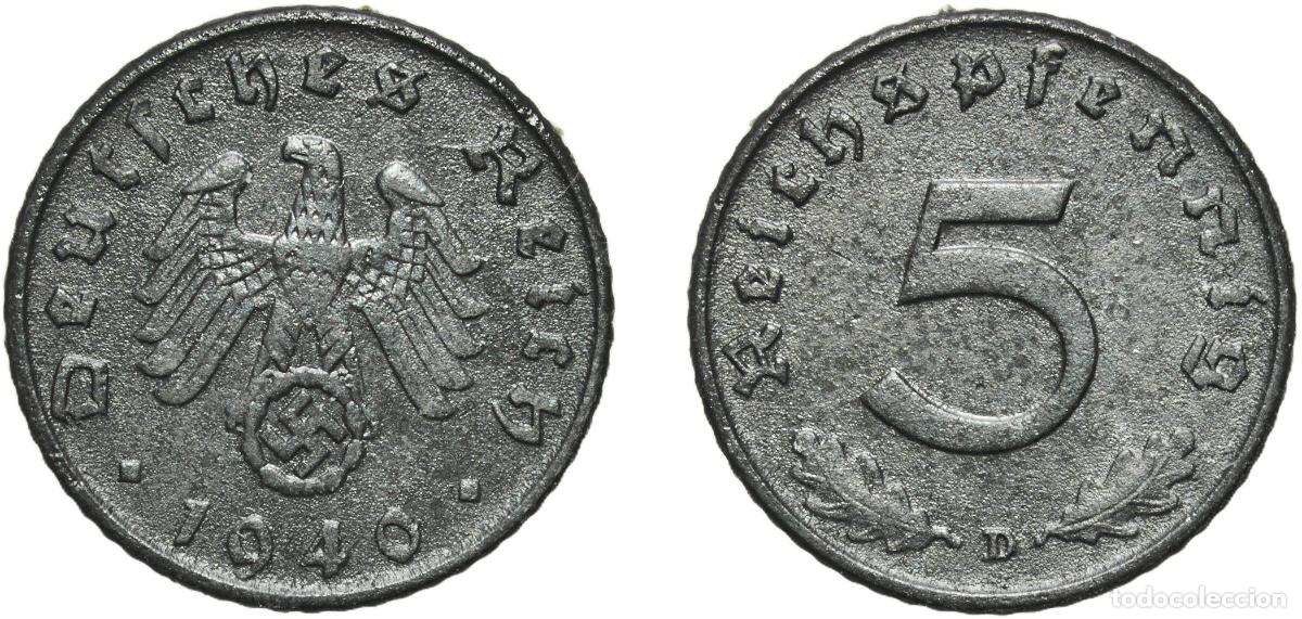 Monedas antiguas de Europa: Germany Third Reich 1940 D 5 Reichspfennig Zinc Munich Mint (44364000) 2.47g AU KM 100 AKS 51 J 37