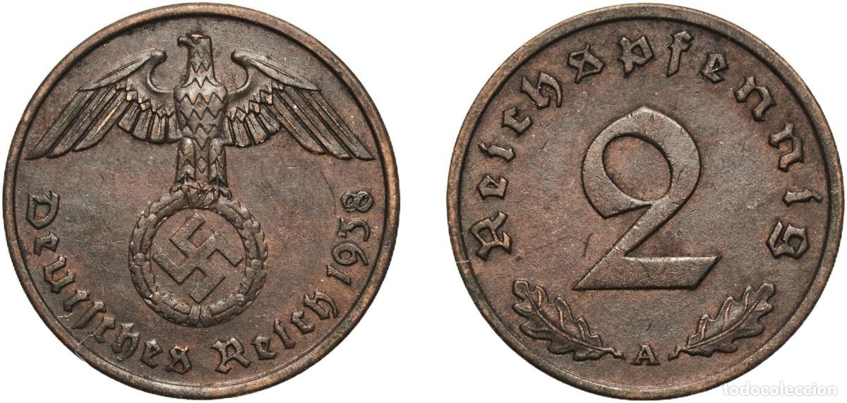 Monedas antiguas de Europa: Germany Third Reich 1938 A 2 Reichspfennig Bronze Berlin Mint (27264163) 3.28g AU KM 90 AKS 55 J 3