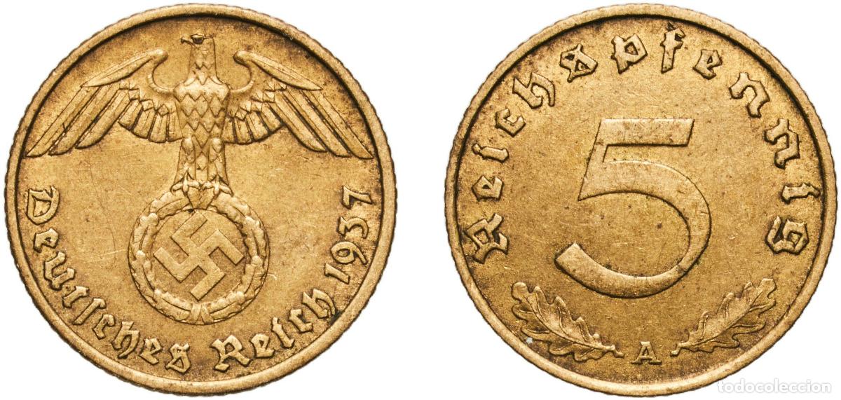 Monedas antiguas de Europa: Germany Third Reich 1937 A 5 Reichspfennig Aluminium bronze Berlin Mint (29699953) 2.45g AU KM 91