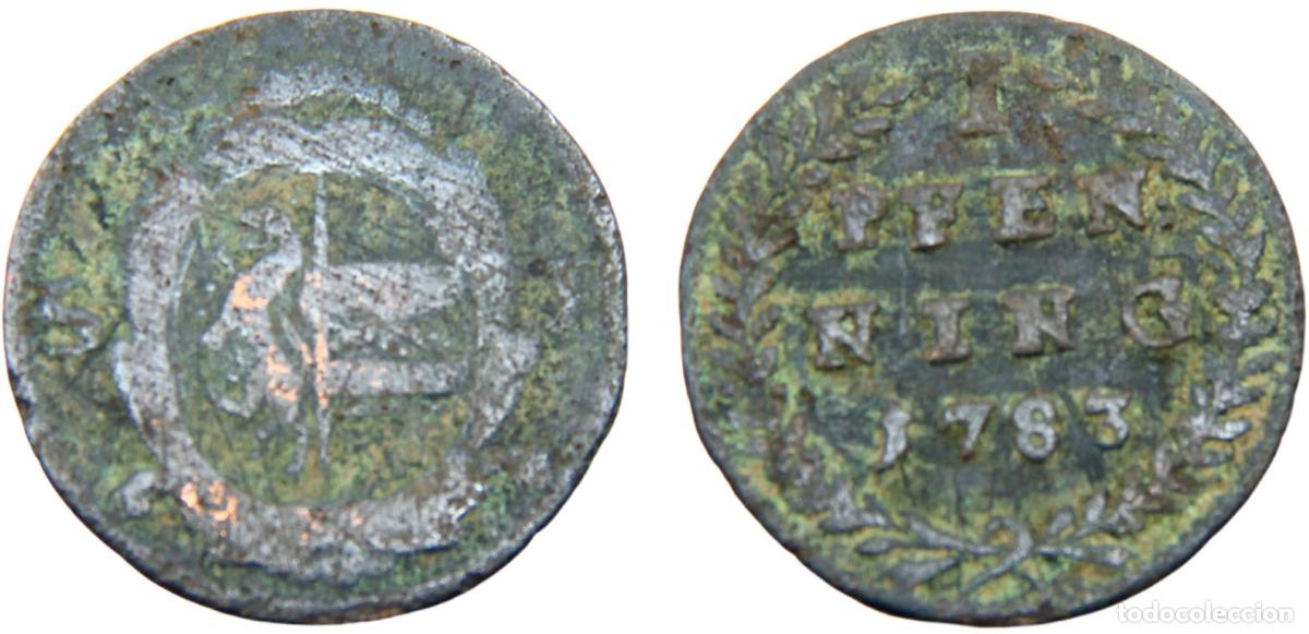 Monedas antiguas de Europa: Austria Holy Roman Empire Bishopric of Salzburg Hieronymus von Colloredo 1783 1 Pfenning