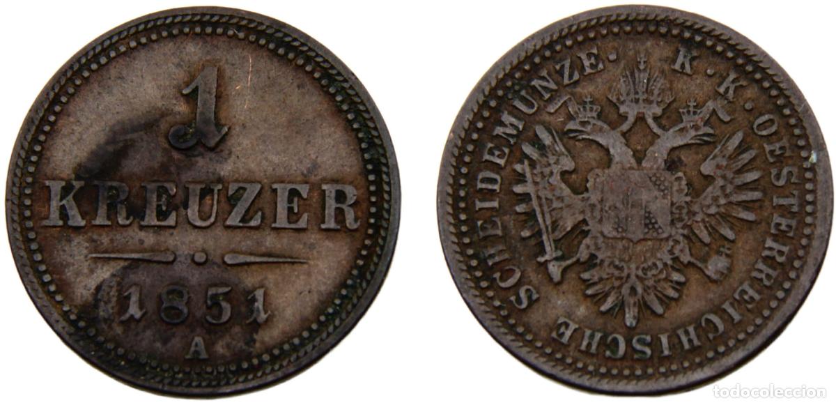 Monedas antiguas de Europa: Austria Empire Franz Joseph I 1851 A 1 Kreuzer
