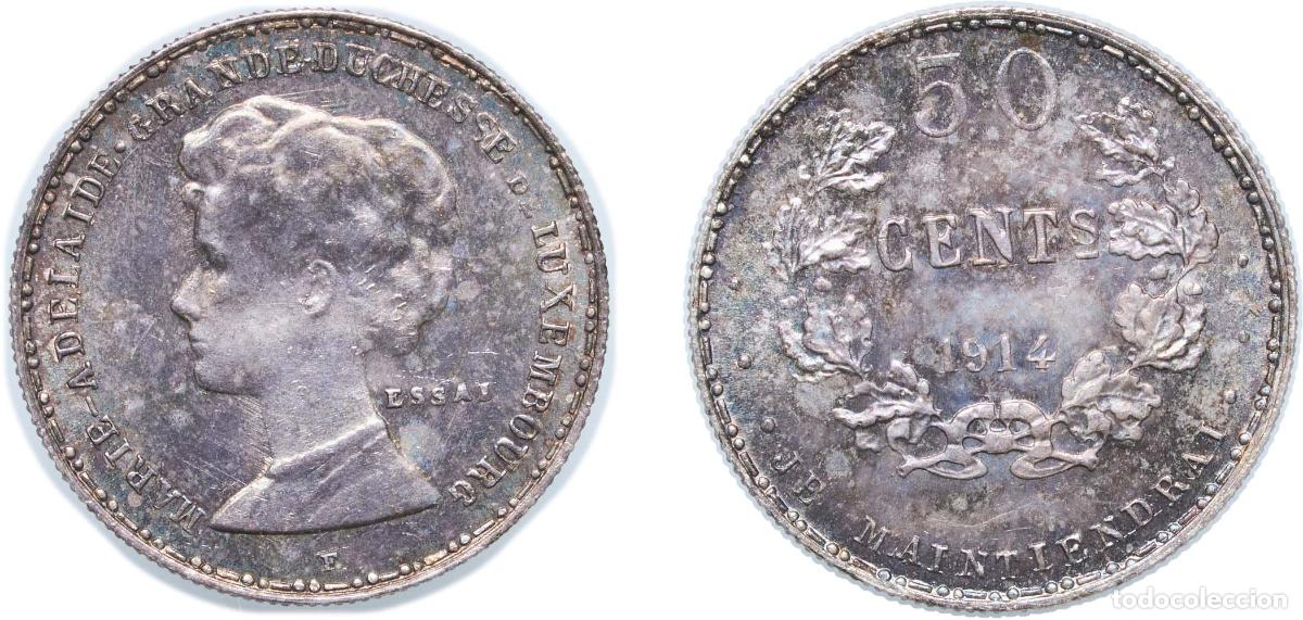 Monedas antiguas de Europa: Luxembourg 1914 F 50 Centimes - Marie-Adela&iuml;de (Essai) Silver (.900) (3000) 2.2g UNC L 348-2 KM E26