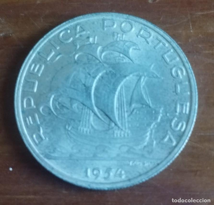 Monedas antiguas de Europa: Moneda 10 escudos de plata, republica portuguesa, 1954 Portugal