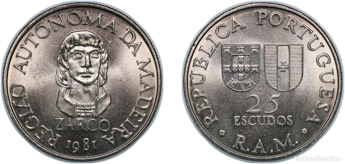 Monedas antiguas de Europa: Portugal Third Republic 1981 INCM 25 Escudos (Madeira's Regional Autonomy) Copper-nickel (770000) 1