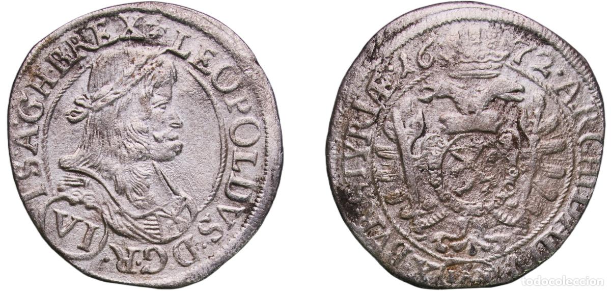 Monedas antiguas de Europa: Austria Archduchy of Austria Holy Roman Empire 1672 6 Kreuzers - Leopold I Silver Graz Mint 2.81g V