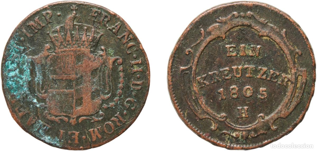 Monedas antiguas de Europa: Austria 1803 1 Kreuzer - Francis II Copper G&uuml;nzburg Mint 5.8g VF KM 27