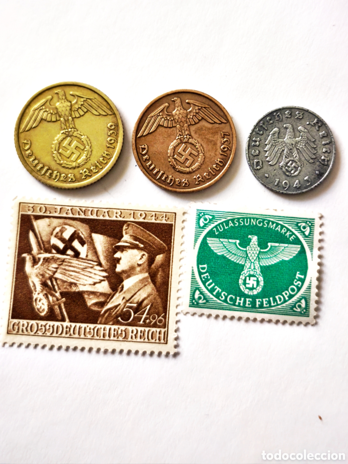 Old Coins of Europe: Lote de sellos y monedas &eacute;poca nazi