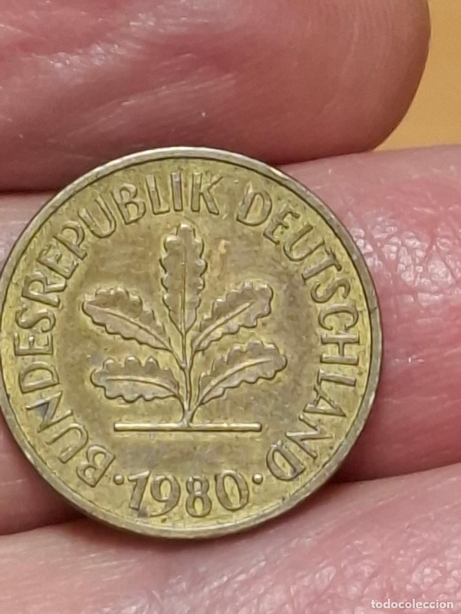 Moedas antigas da Europa: MONEDA DE ALEMANIA DE 5 PFENNING DE 1980 (J)
