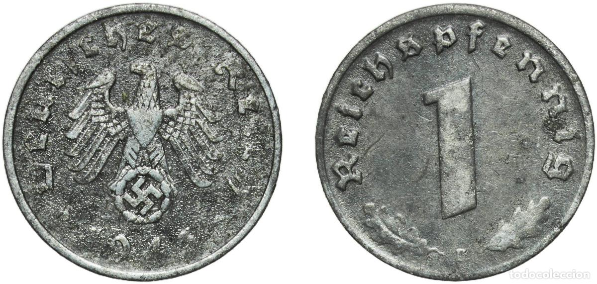 Monedas antiguas de Europa: Germany Third Reich 1943 D 1 Reichspfennig Zinc Munich Mint (91629000) 1.8g XF KM 97 AKS 59 J 369