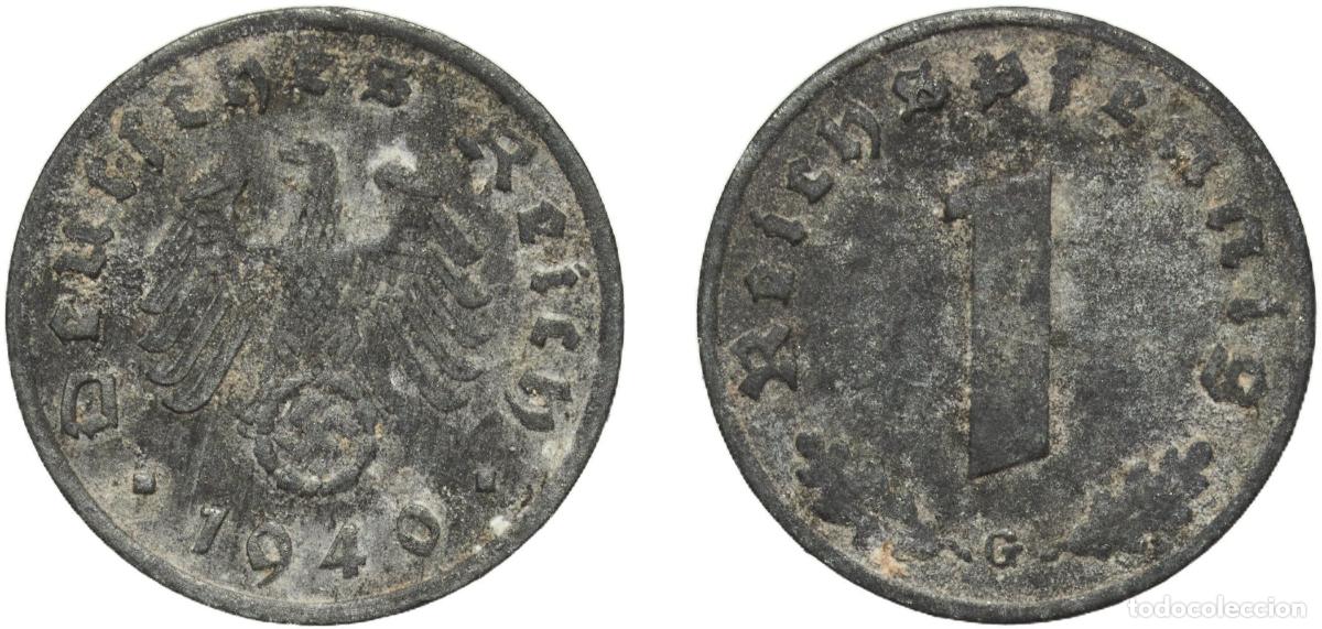 Monedas antiguas de Europa: Germany Third Reich 1940 G 1 Reichspfennig Zinc Karlsruhe Mint (20164957) 1.8g VF KM 97 AKS 59 J 3