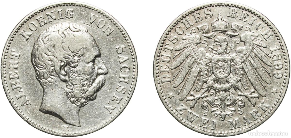 Monedas antiguas de Europa: Germany Kingdom of Saxony Kingdom of Saxony Second Empire 1899 E 2 Mark - Albert Silver (.900) Muld