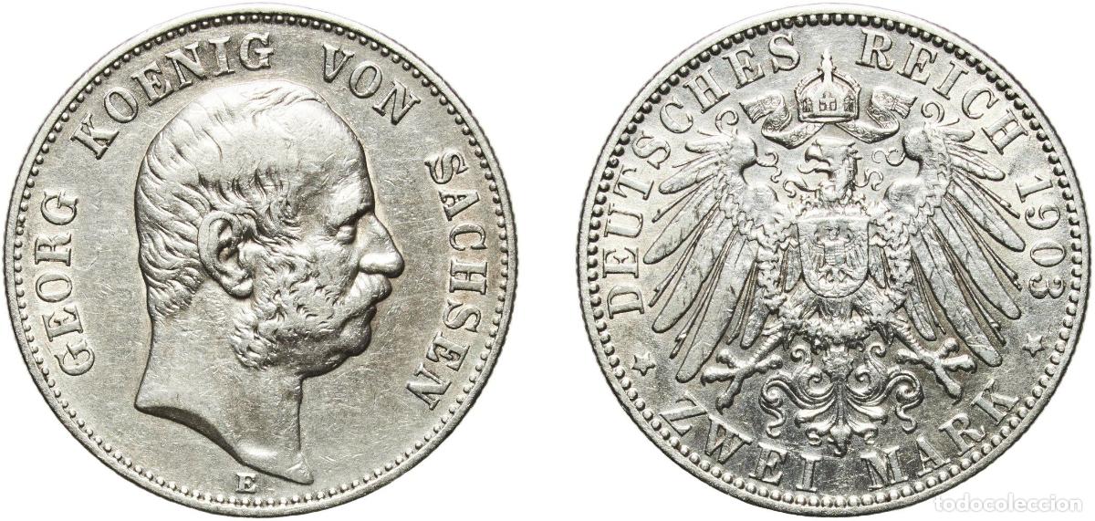 Monedas antiguas de Europa: Germany Kingdom of Saxony Kingdom of Saxony Second Empire 1903 E 2 Mark - Georg Silver (.900) Mulde