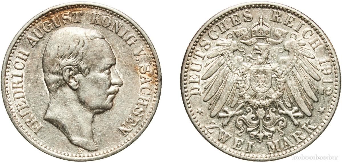 Monedas antiguas de Europa: Germany Kingdom of Saxony Kingdom of Saxony Second Empire 1912 E 2 Mark - Frederick August III Silv