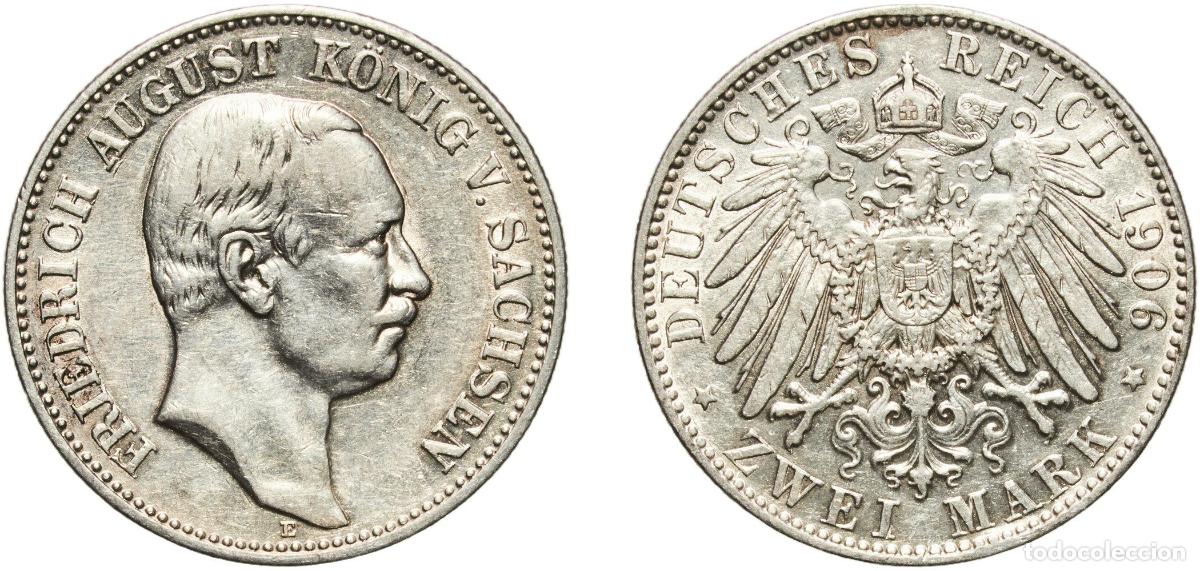 Monedas antiguas de Europa: Germany Kingdom of Saxony Kingdom of Saxony Second Empire 1906 E 2 Mark - Frederick August III Silv