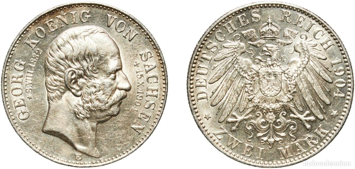 Monedas antiguas de Europa: Germany Kingdom of Saxony Kingdom of Saxony Second Empire 1904 E 2 Mark - George Original luster Si
