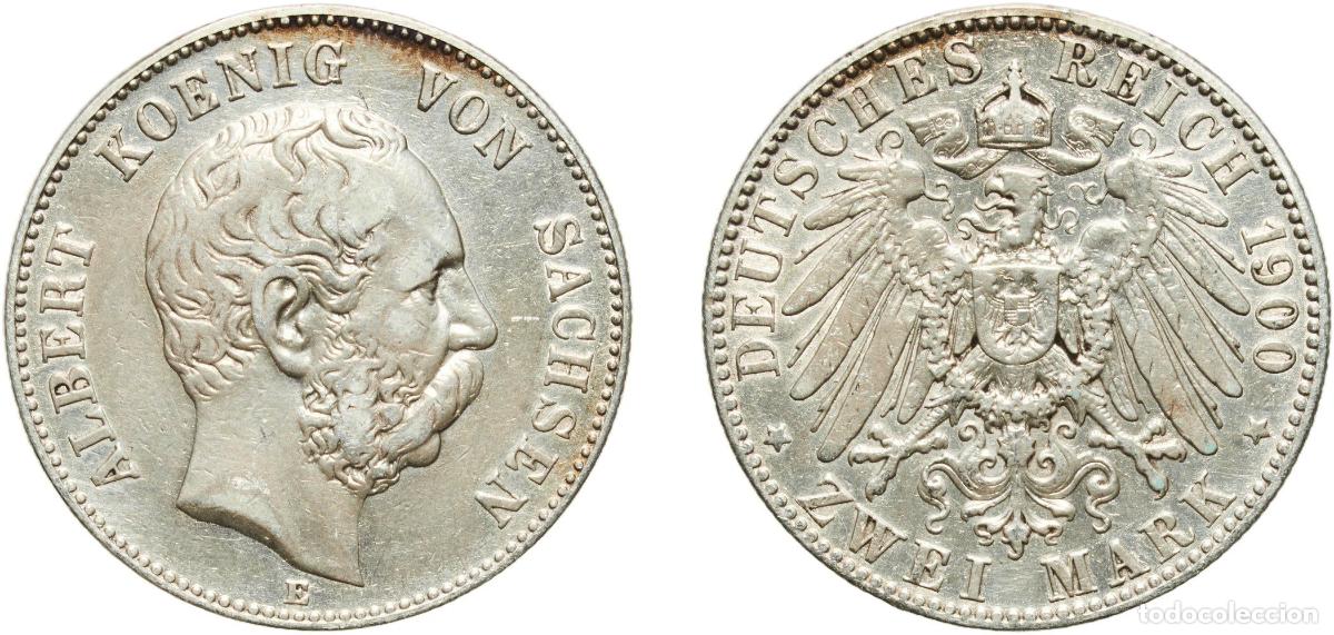 Monedas antiguas de Europa: Germany Kingdom of Saxony Kingdom of Saxony Second Empire 1900 E 2 Mark - Albert Silver (.900) Muld