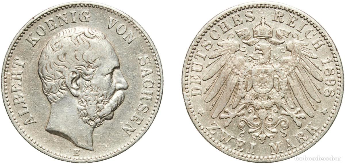 Monedas antiguas de Europa: Germany Kingdom of Saxony Kingdom of Saxony Second Empire 1898 E 2 Mark - Albert Silver (.900) Muld