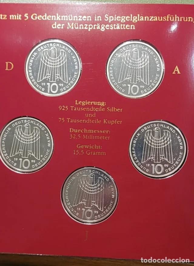 Monnaies anciennes de Europe: Set de 5 Monedas de Plata Alemanas (1999) - Edici&oacute;n Especial PROOF.