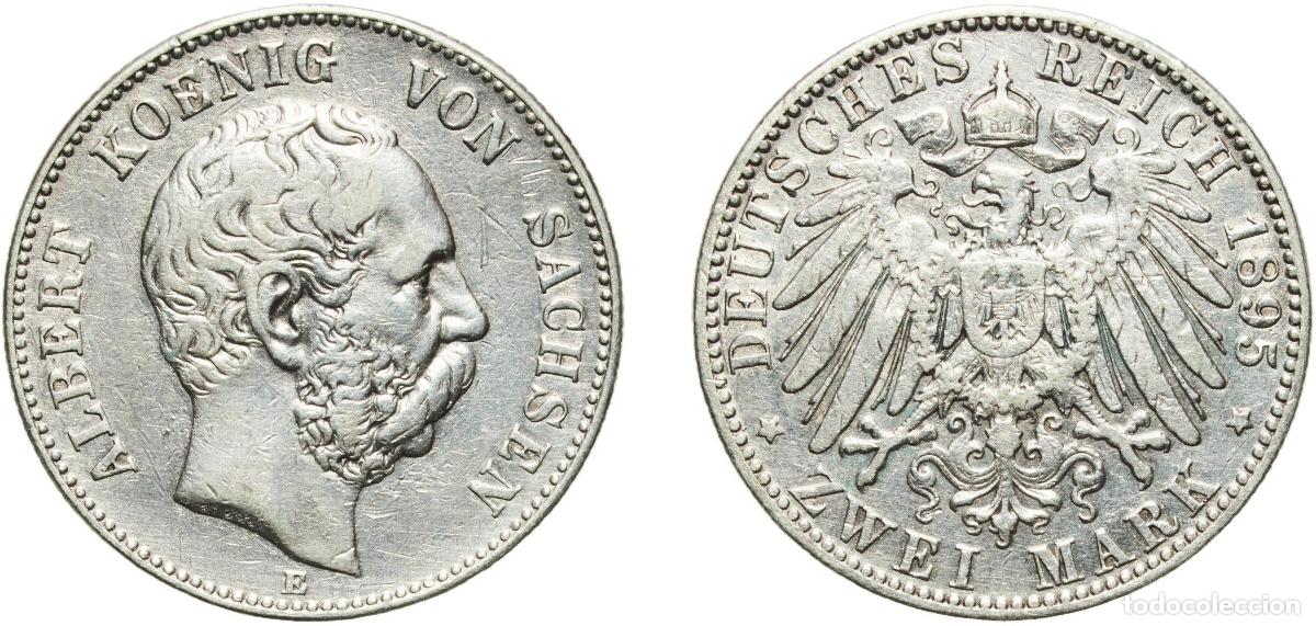 Monedas antiguas de Europa: Germany Kingdom of Saxony Kingdom of Saxony Second Empire 1895 E 2 Mark - Albert Silver (.900) Muld