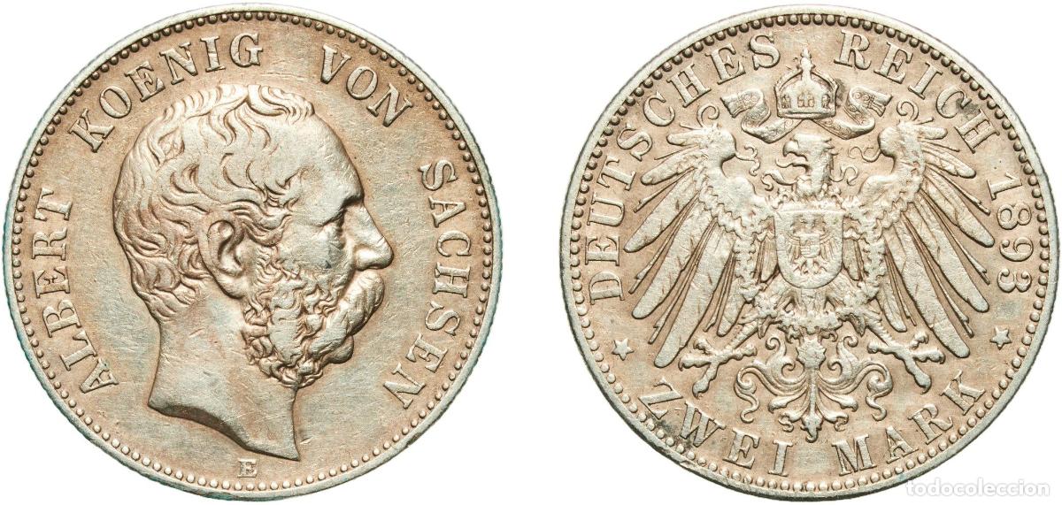 Monedas antiguas de Europa: Germany Kingdom of Saxony Kingdom of Saxony Second Empire 1893 E 2 Mark - Albert Silver (.900) Muld
