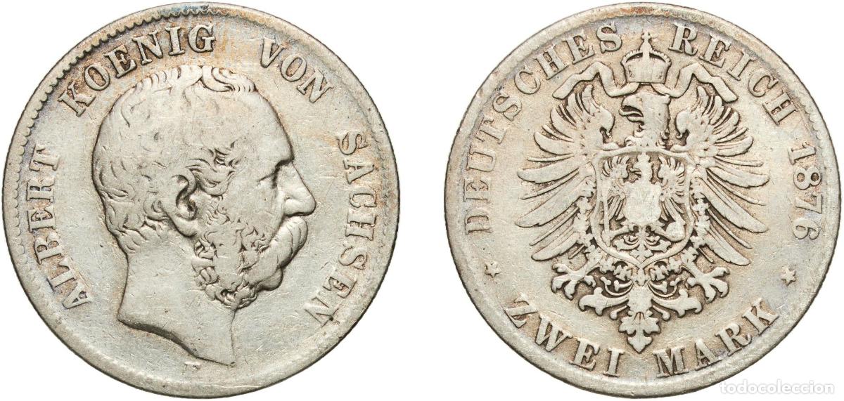 Monedas antiguas de Europa: Germany Kingdom of Saxony Kingdom of Saxony Second Empire 1876 E 2 Mark - Albert Silver (.900) Muld