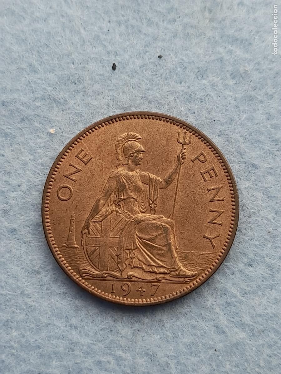 Moedas antigas da Europa: Gran Breta&ntilde;a. 1 Penique. A&ntilde;o 1947. Sin Circular.