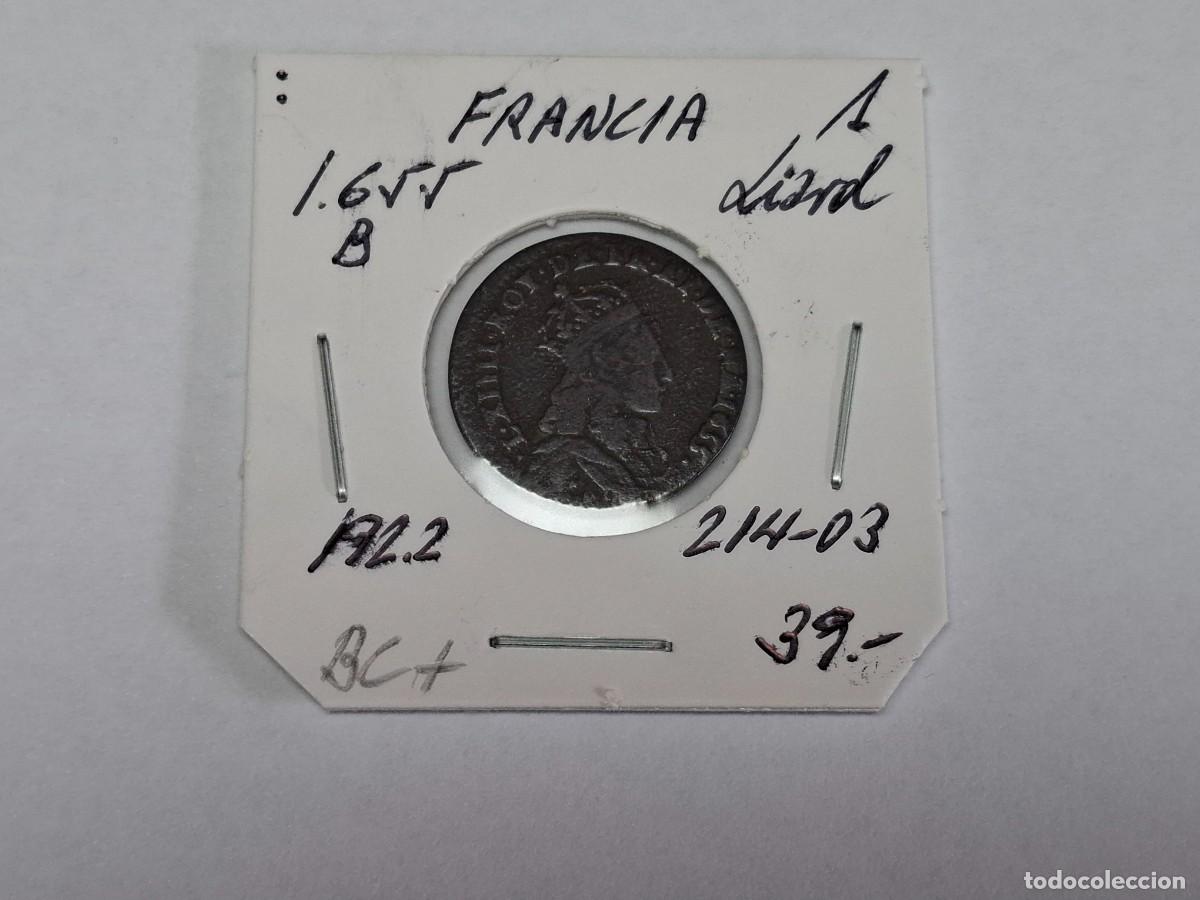 Monedas antiguas de Europa: 1 LIARD de 1655 B KM 192.2 FRANCIA en BC+
