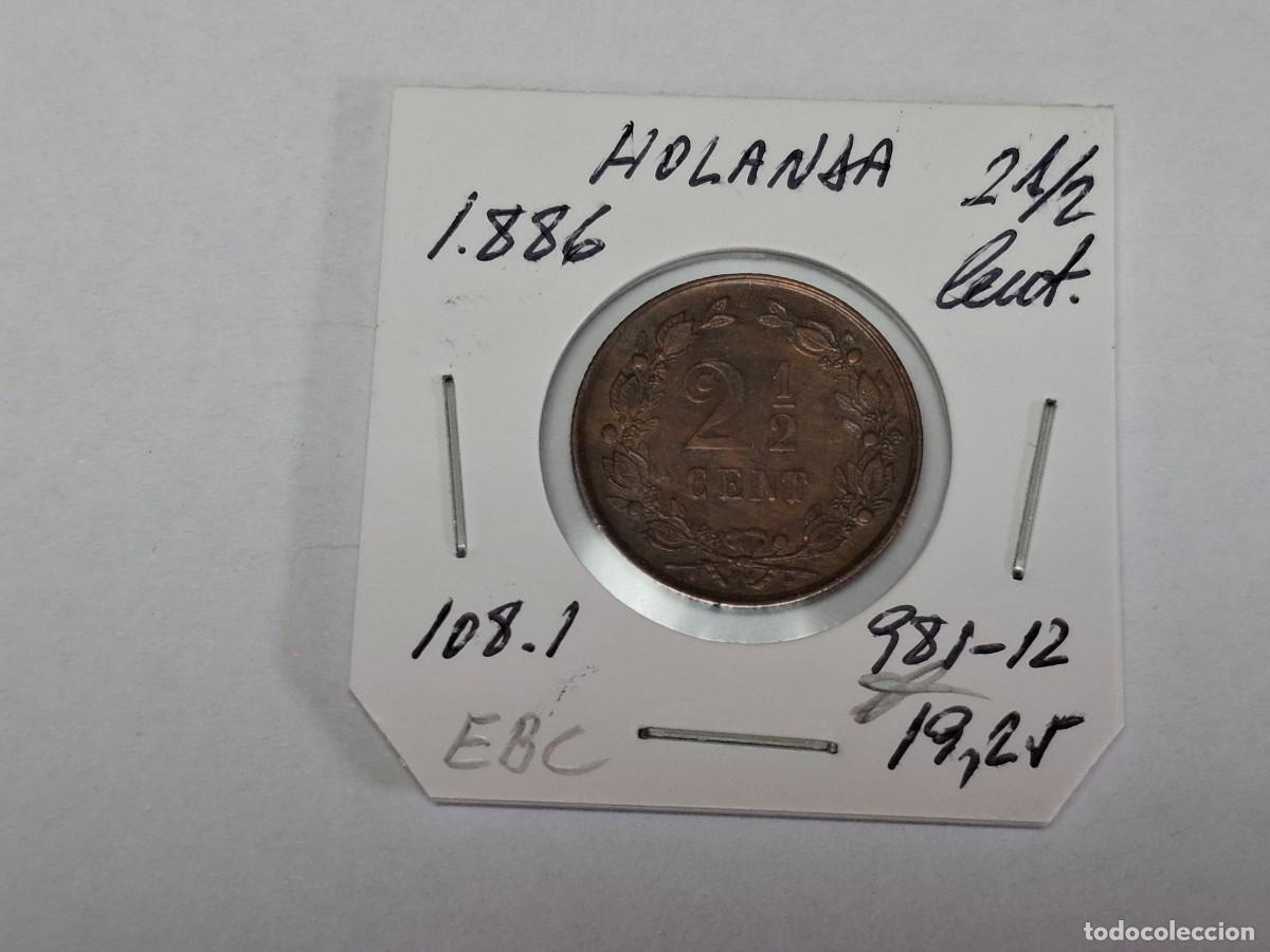 Monedas antiguas de Europa: 2 1/2 CENT de 1886 KM 108.1 HOLANDA en EBC