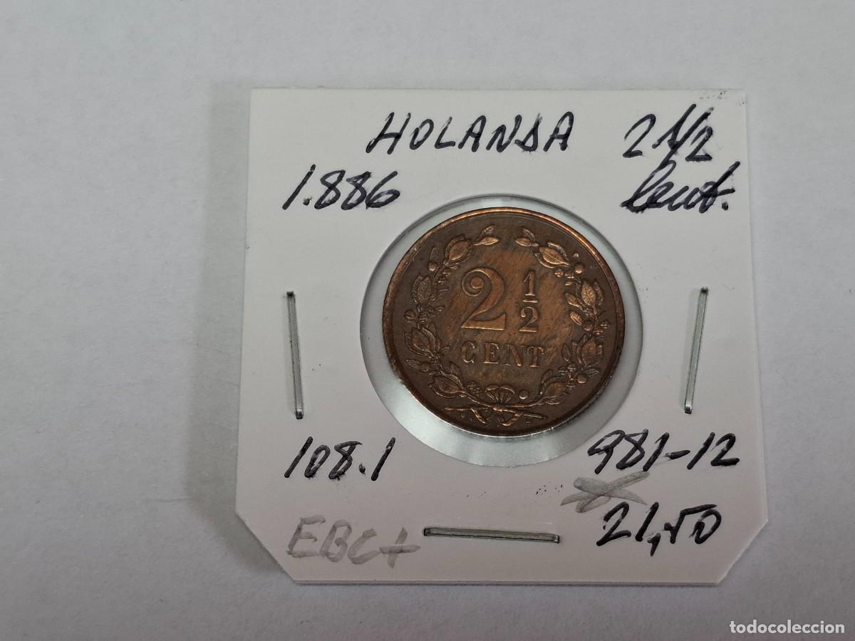 Monedas antiguas de Europa: 2 1/2 CENT de 1886 KM 108.1 HOLANDA en EBC+