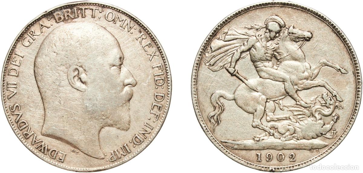 Monedas antiguas de Europa: Great Britain United Kingdom Kingdom 1902 1 Crown - Edward VII Silver (.925) Royal Mint (Tower Hill