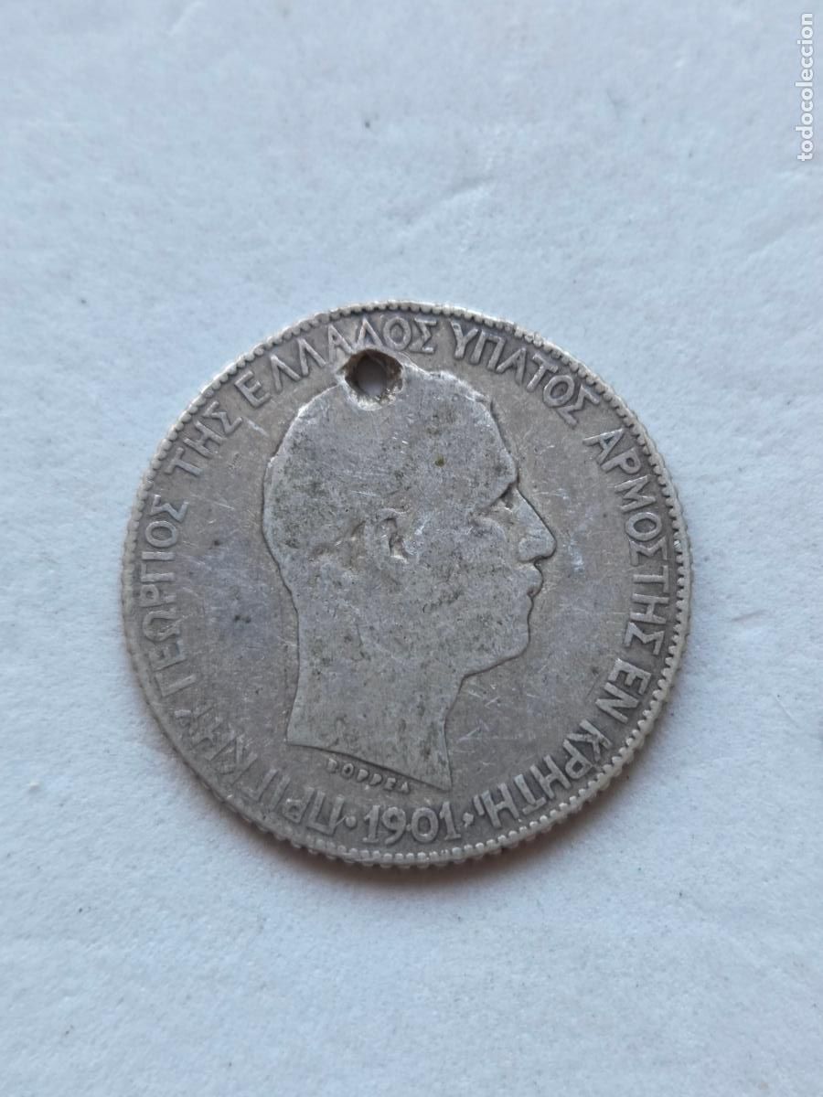 Alte M&uuml;nzen aus Europa: MUY RARA CRETA 1901 1 APAXMAI PLATA