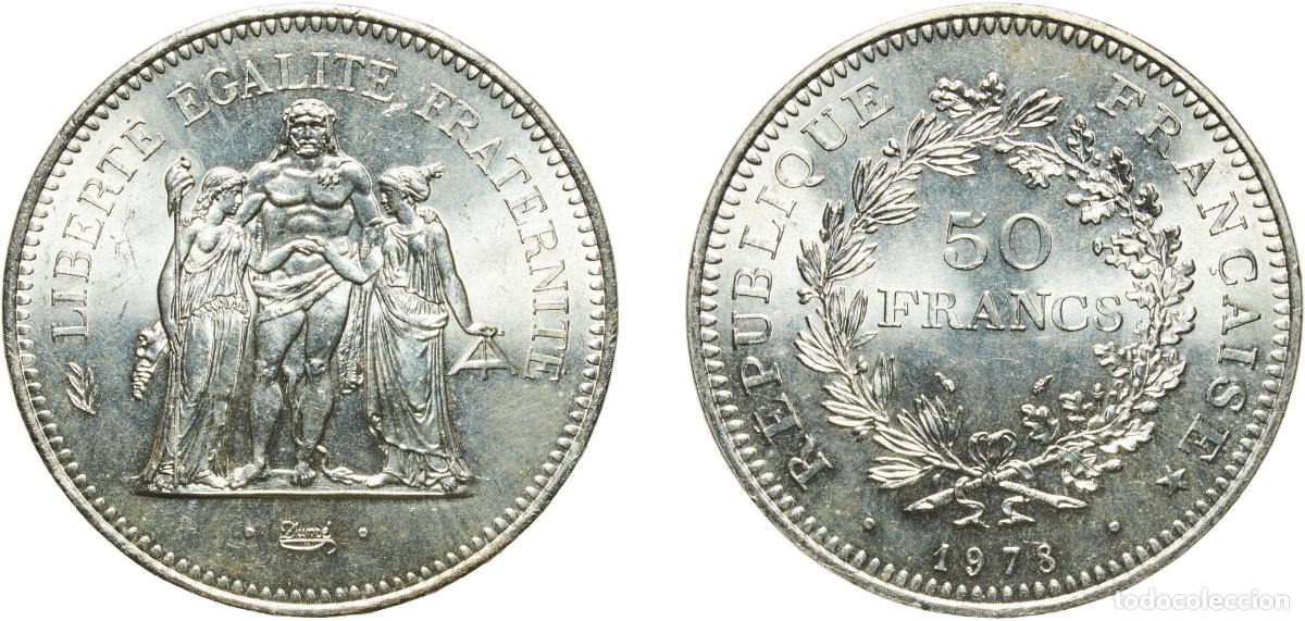 Monedas antiguas de Europa: France Fifth Republic 1978 50 Francs Silver (.900) (Copper .100) Paris Mint (12030211) 30.1g UNC Fr