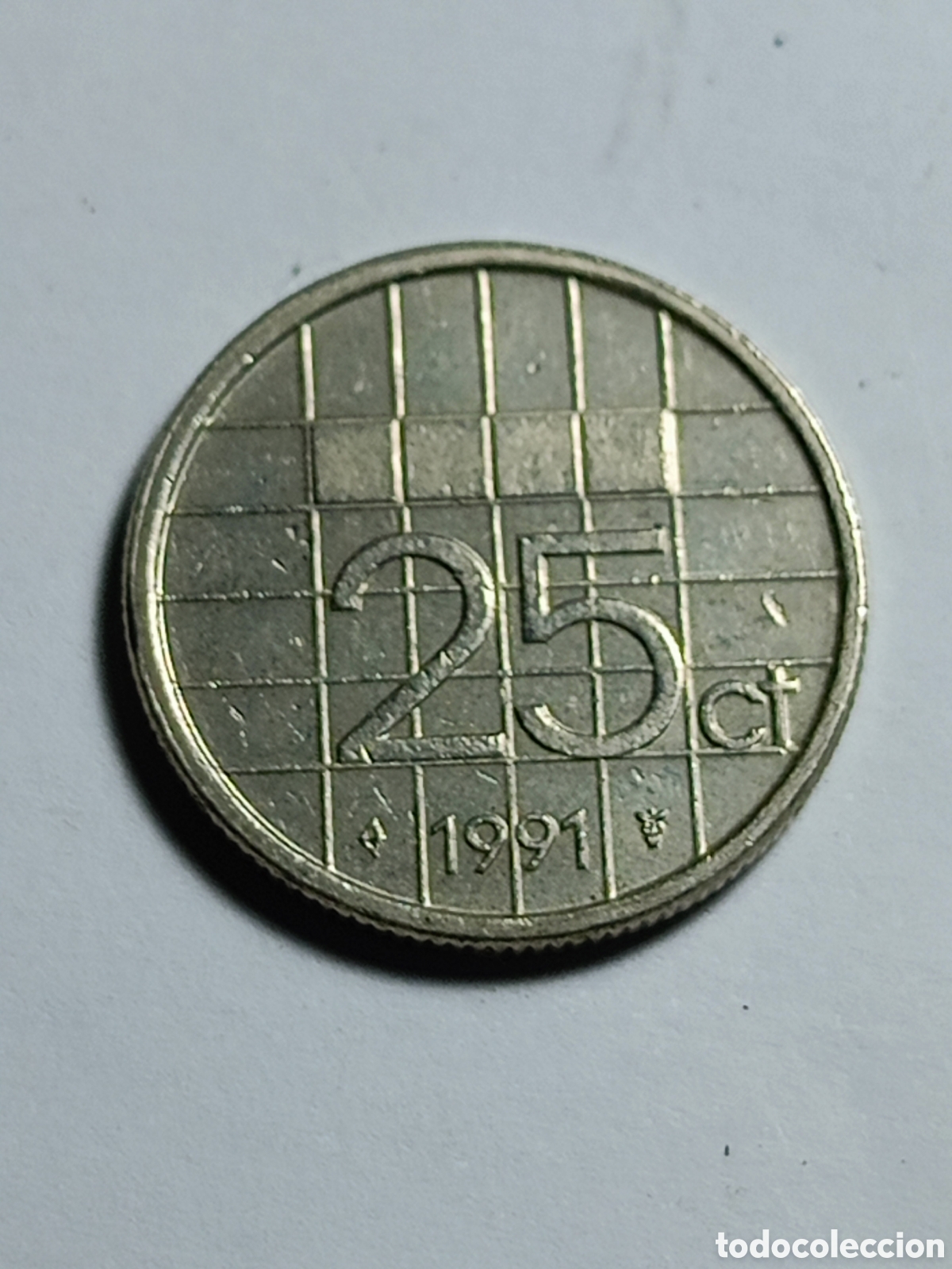 Alte M&uuml;nzen aus Europa: Moneda, Pa&iacute;ses Bajos, Beatrix, 25 Cents, 1991, BC+, N&iacute;quel, KM:204