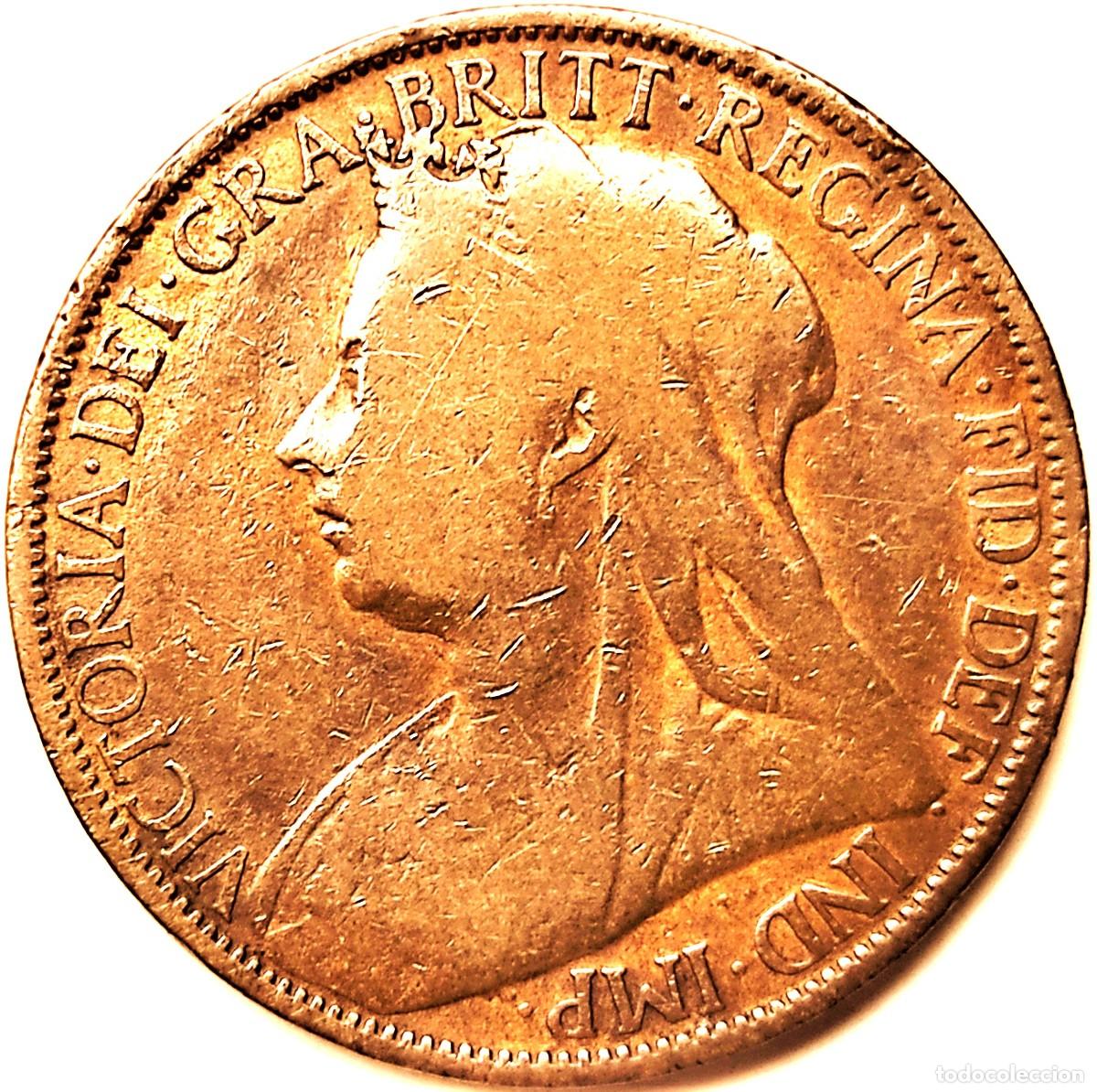 Monedas antiguas de Europa: REINO UNIDO (1838-1901) - 1 PENIQUE 1896 - REINA VICTORIA - B - 9,45 GR. BRONZE - DIAMETRO 30,80 mm