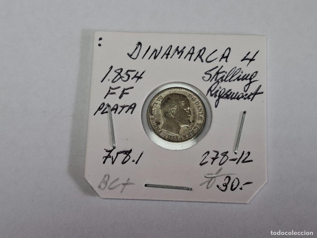 Monedas antiguas de Europa: 4 SKILLING de PLATA de 1854 FF KM 758.1 DINAMARCA en BC+