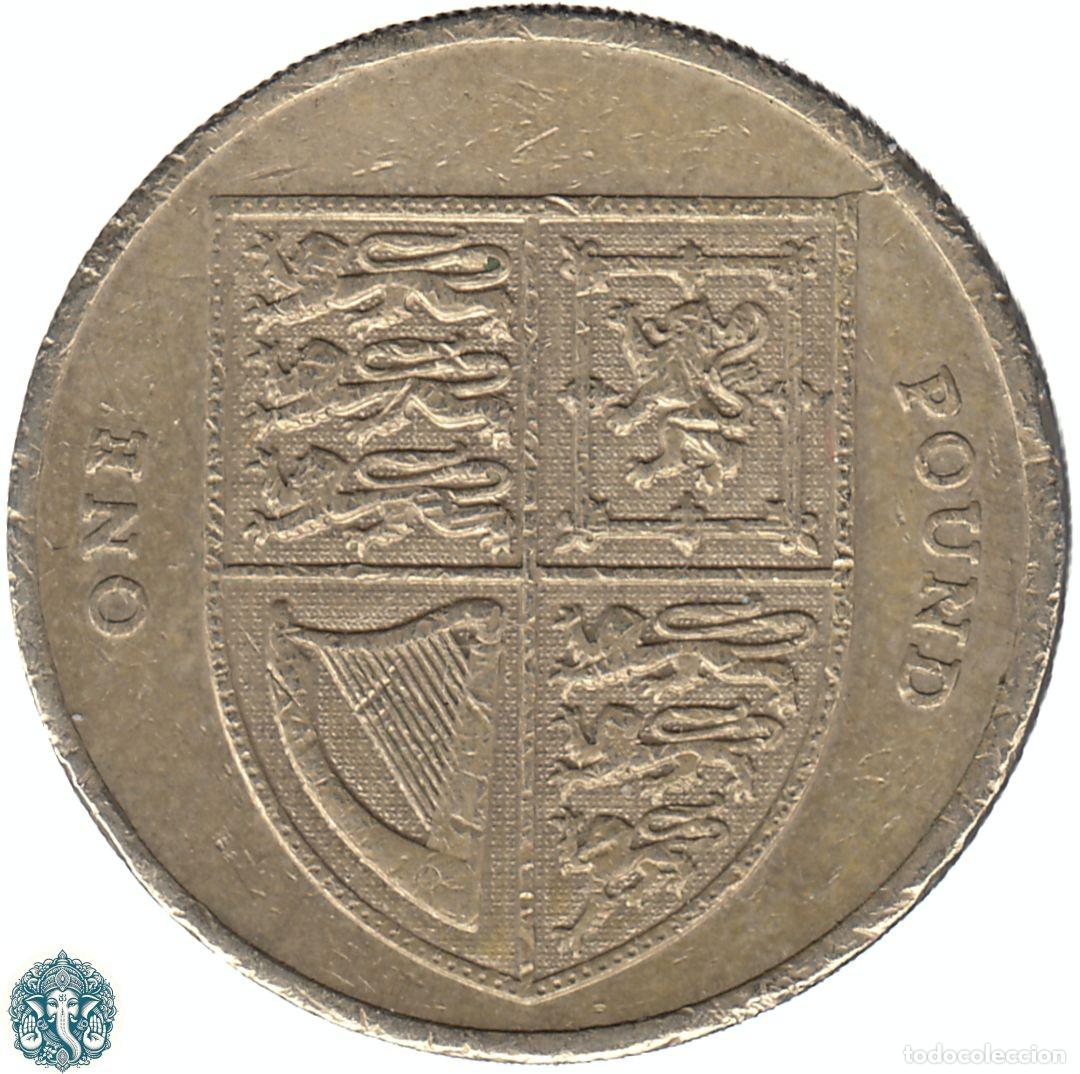 Monedas antiguas de Europa: REINO UNIDO 1 Libra 2008 Escudo real KM#1113 canto normal INGLATERRA GRAN BRETA&Ntilde;A