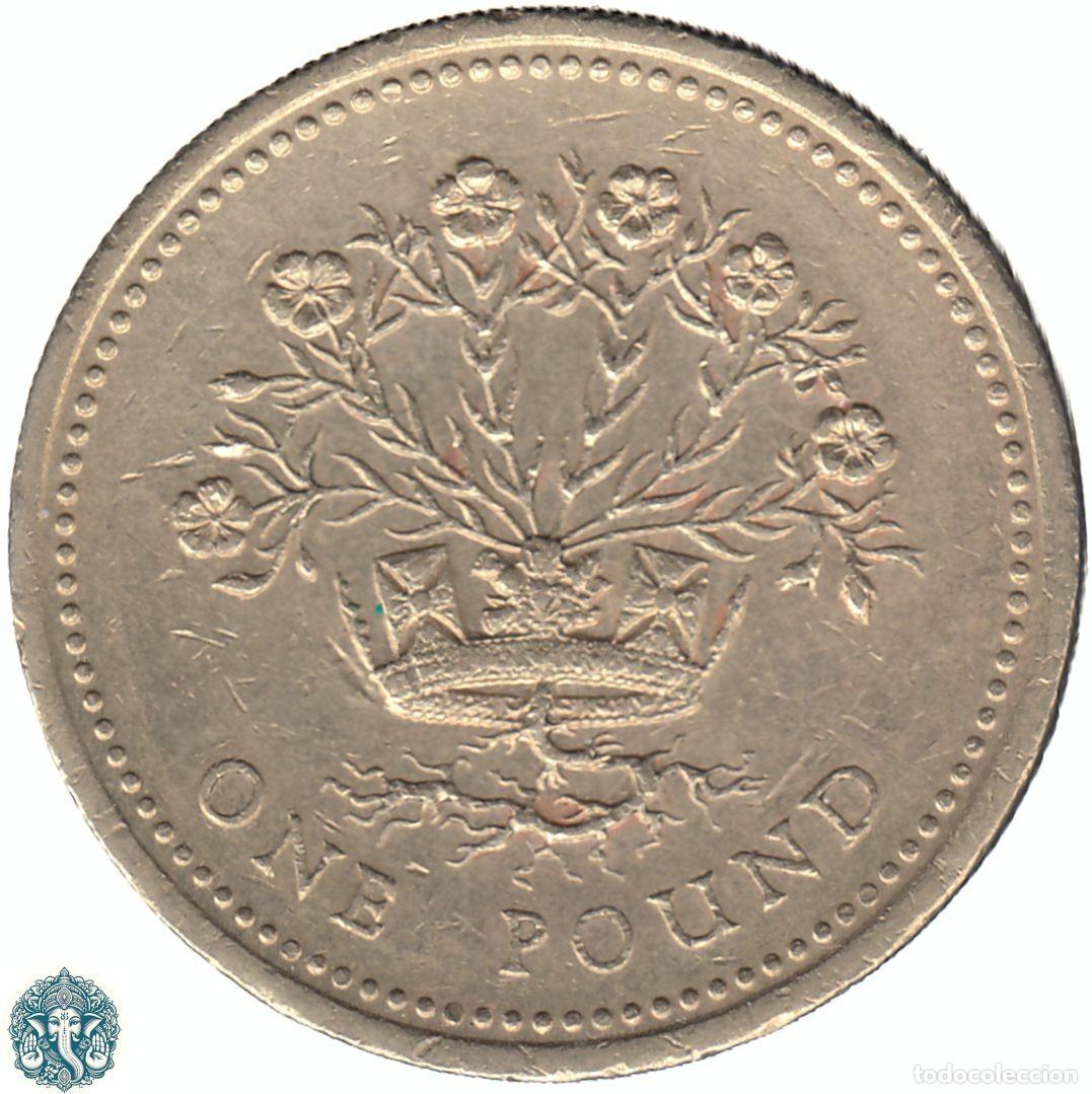 Monedas antiguas de Europa: REINO UNIDO 1 Libra 1991 L&iacute;rio irland&eacute;s KM#946 canto invertido INGLATERRA GRAN BRETA&Ntilde;A
