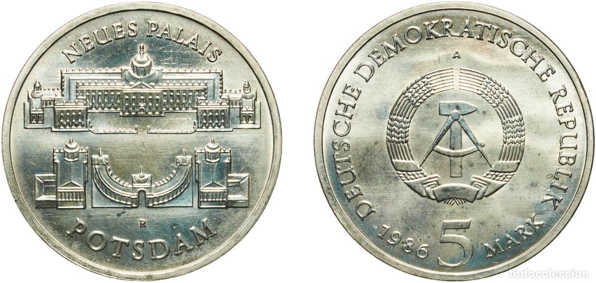 Monedas antiguas de Europa: Germany German Democratic Republic Democratic republic 1986 A 5 Mark (New Palace of Potsdam) Nickel