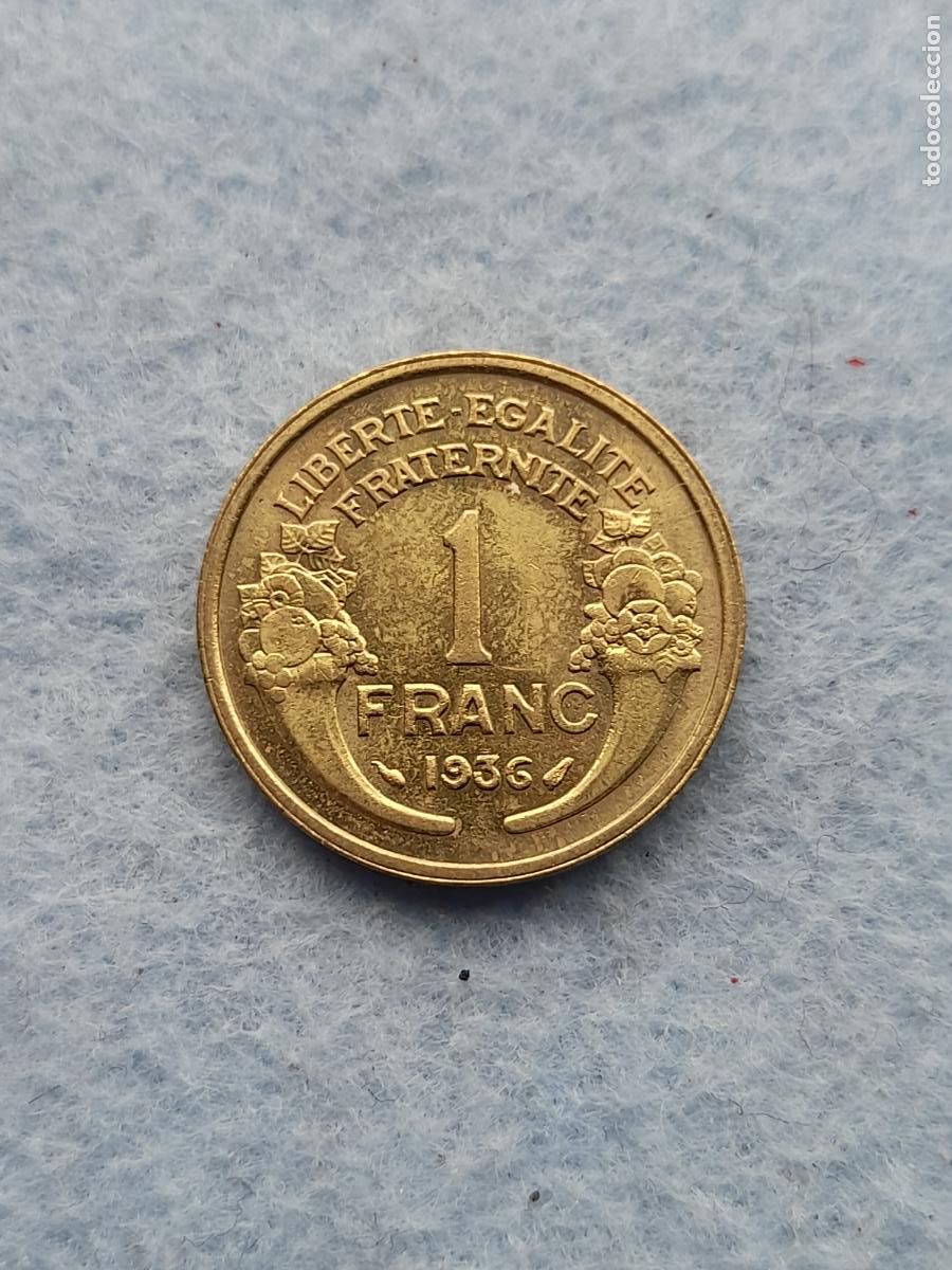 Moedas antigas da Europa: Francia. 1 Franco. A&ntilde;o 1936. Sin Circular.