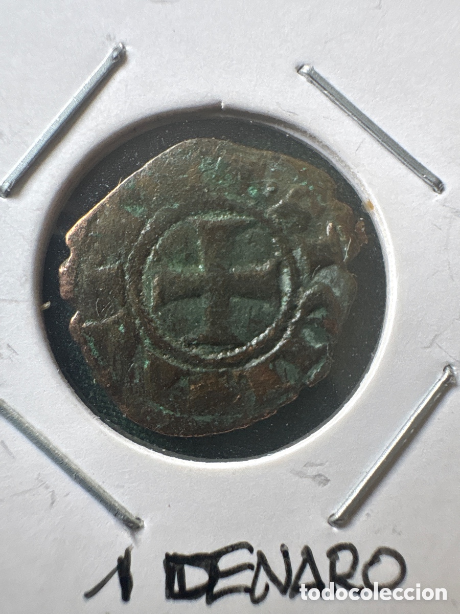 Moedas antigas da Europa: Moneda 1 Denaro, Sicilia 1245, Fenderico II (A15)