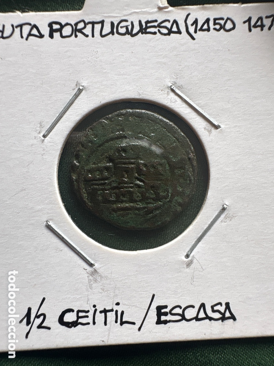 Moedas antigas da Europa: Moneda 1/2 Ceitil, Ceuta Portuguesa 1450-1470 escasa (A15)